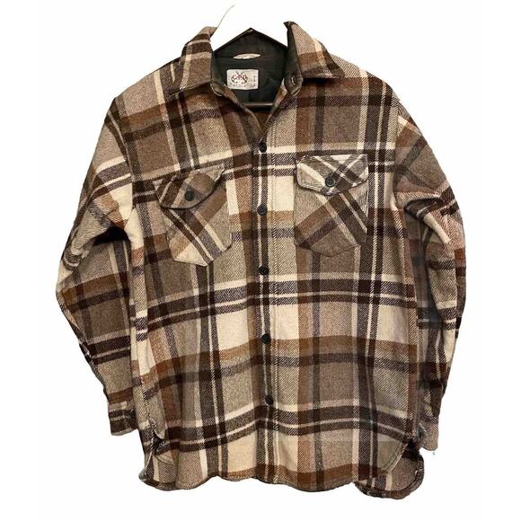 CPO Block Shirt Jacket Soft Distressed Wool Plaid Austria Made Vintage‎ Medium - Picture 1 of 8